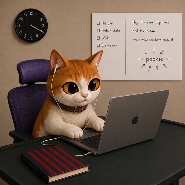 Parichay's avatar — a red tabby cat wearing DJ headphones